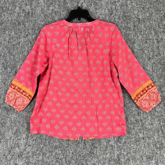 J.Jill Shirt Womens Extra Small Red Pearl Festival Boho Cottage Peasant Blouse - Picture 2 of 10